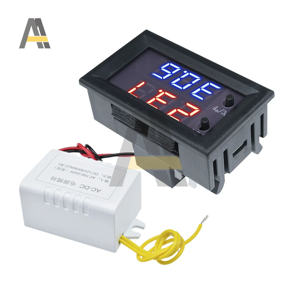 W3230 W1209 AC DC 12V 24V 110-220V LCD Digital Display Microcomputer Temperature Controller With NTC 10K Sensor Probe