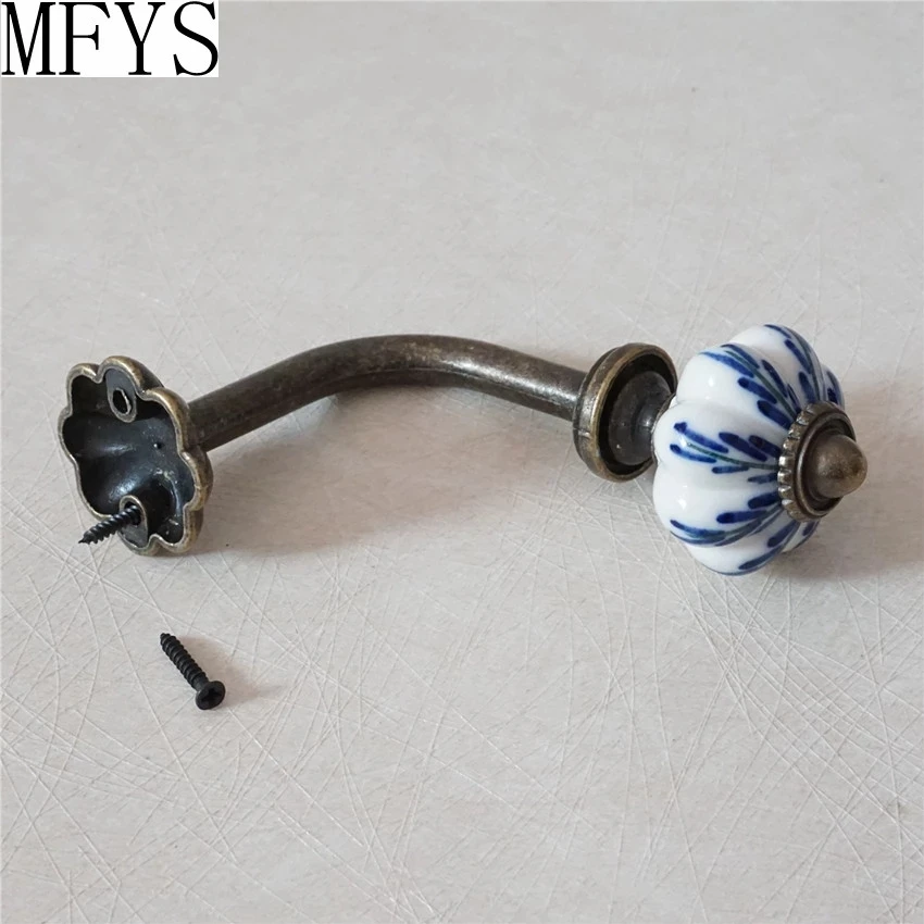 Antique Bronze Curtain Tie Backs Hook Decorative Wall Hook Coat Hangers Ceramic Flower Pumpkin Hook Rustic Bathroom Towel Hook