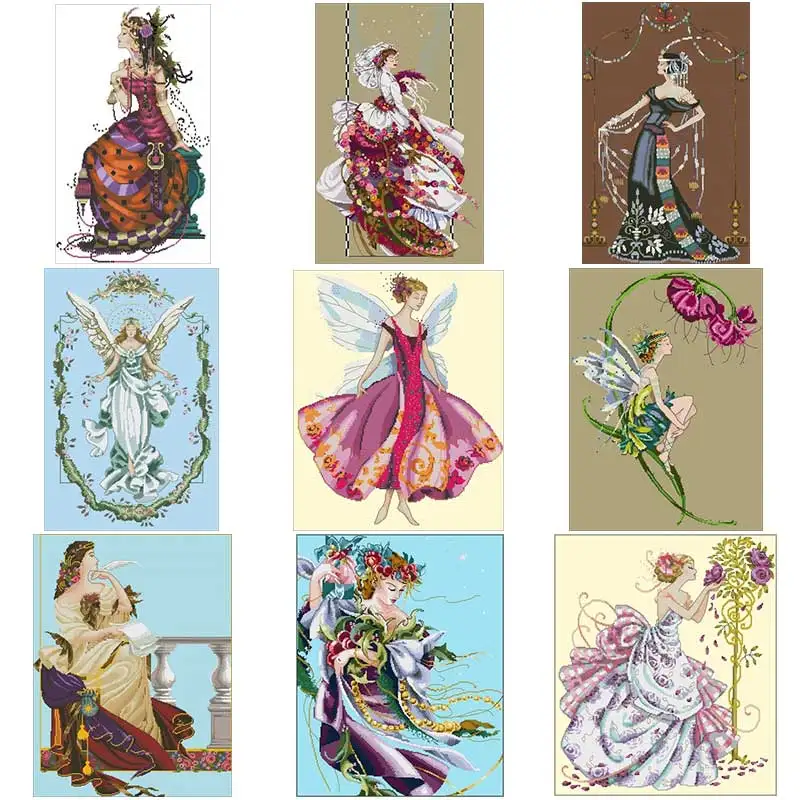 Fairy angel 2 patterns counted 14CT Cross Stitch Sets DIY Chinese Cross-stitch Kits Embroidery Needlework