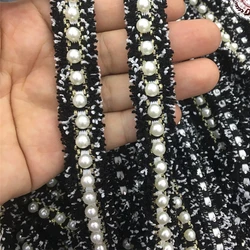 1.7cm diy webbing yarn nail pearl dress collar lace fabric soft trim beaded lace accessories