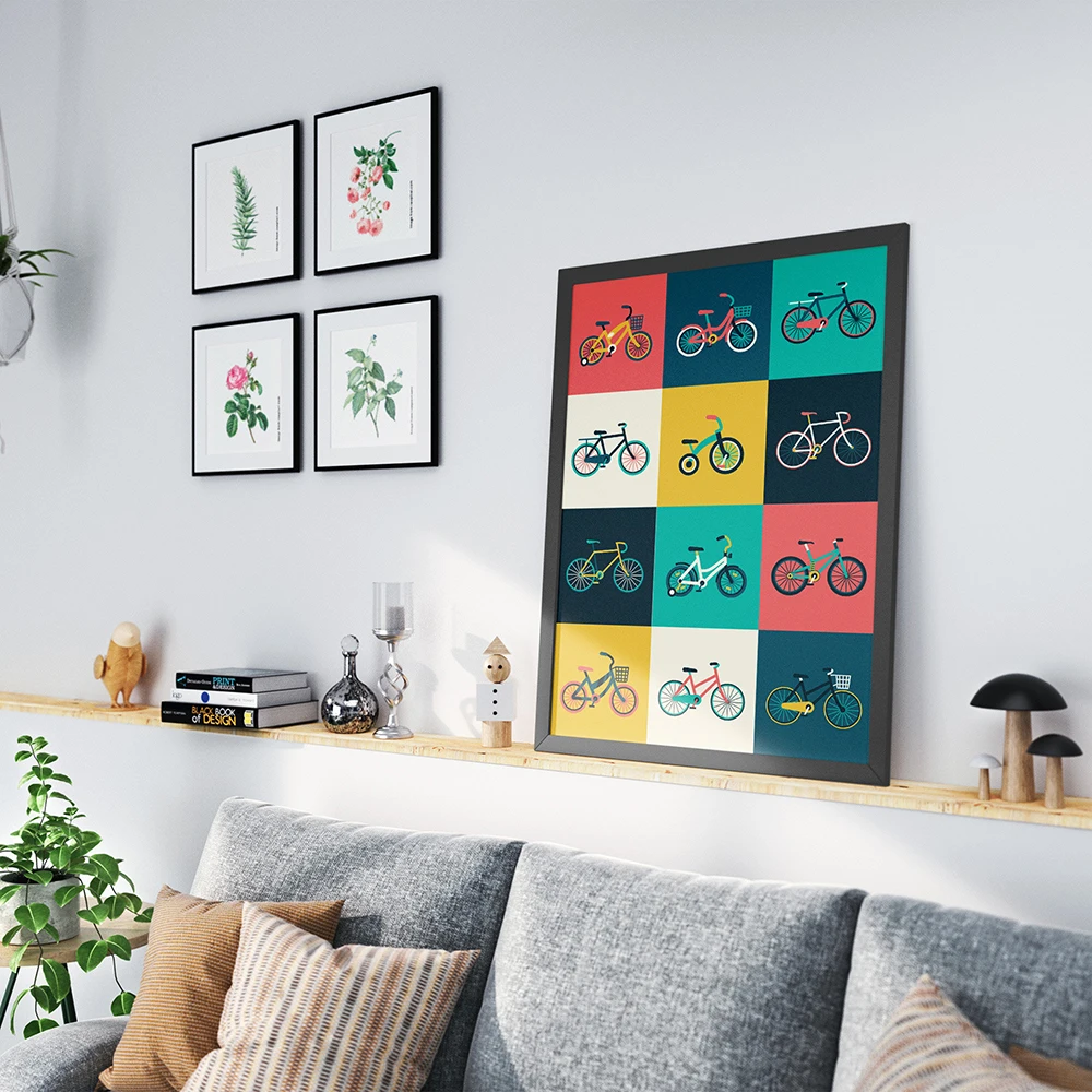 Bicycle Lover Gift for Cyclist Canvas Painting Minimalist Cycling Wall Art Poster Print Bike Modern Pictures for Living Room