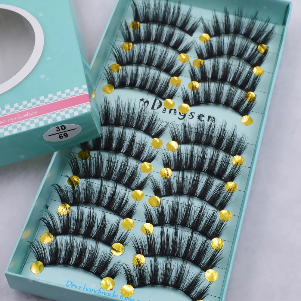 3D Soft False Eyelash Extension, Faux Min Eyelashes, Natural Messy Wispy, Fluffy Fake Lashes, Make up Tools, 3D66-71, 10 Pairs