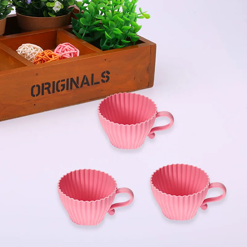 Silicone Cupcake Cups Muffin Baking Cake Tea Saucer Teacup Mold Mould