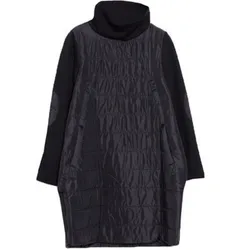 Autumn Winter Dress Women's Korean Version Standing Collar Quilted Long-Sleeved Dress Large Size Slim Warm Cotton Jacket