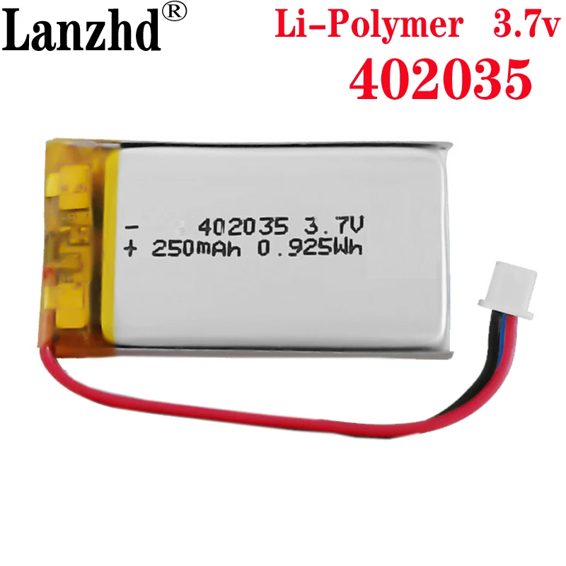 

15PCS JST PH 1.0mm 3 pin 3.7V 250mAH 402035 Polymer lithium ion / Li-ion battery for tablet pc BANK GPS mp3 mp4