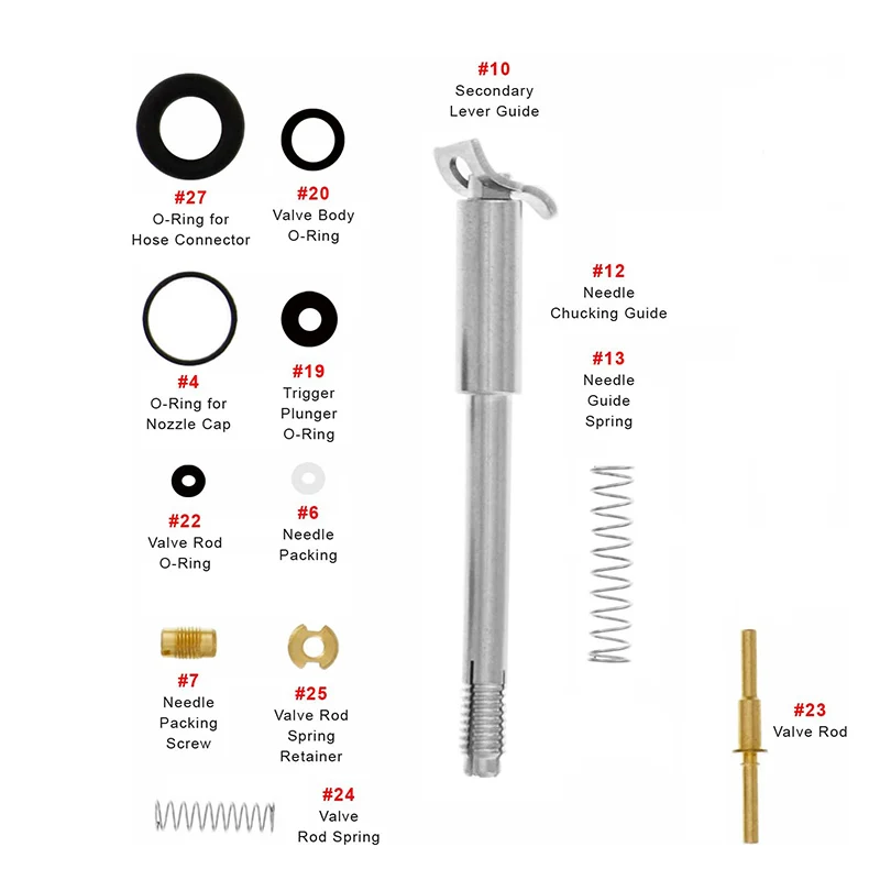 Imagem -04 - Veda Airbrush Repair Parts Kit Acessórios para Wd130awd-130cwd-131ewd-135awd-135cwd-135ewd-139e Modelos 18 Pcs
