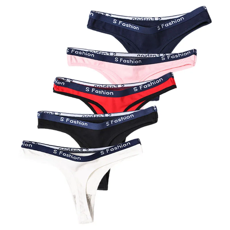 

5pcs/lot women's cotton panties High Waist sexy thongs woman Sports cute female underwear Breathable Thongs for women