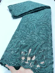 PGC White African Lace Fabric With Sequins 2025 High Quality Lace Nigerian Embroidery Lace Fabrics For Wedding Sewing