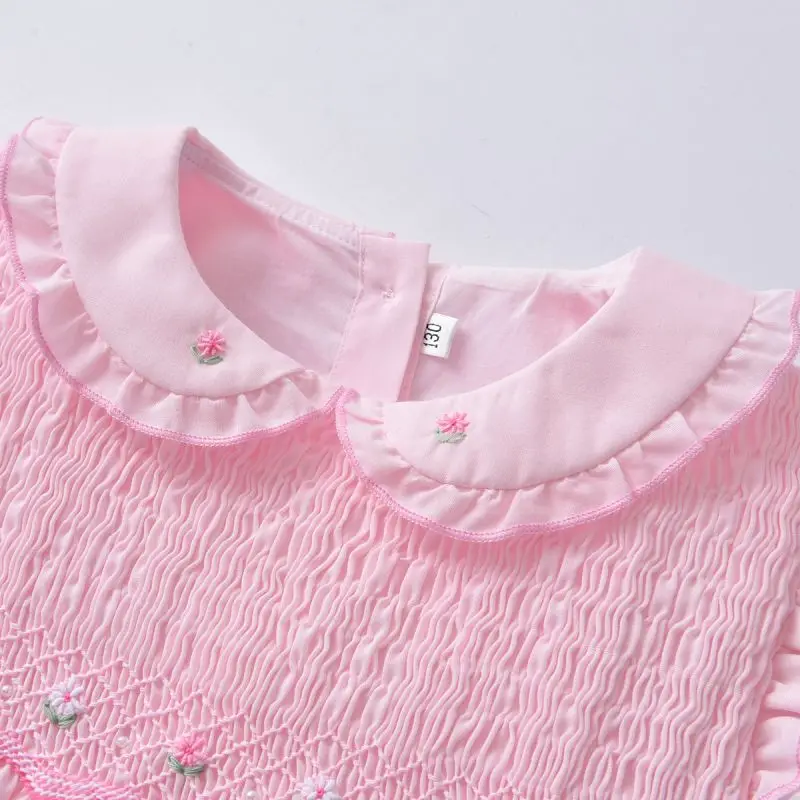 Children Handmade Smocked Dresses for Girls Spanish Boutique Clothes Kids Smocking Embroidered Dress Baby Spain Smock Frock
