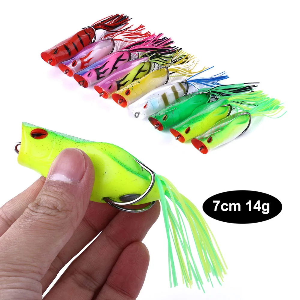 Hengjia 1pcs 7cm 14g Hollow Body Soft Frog Bait Topwater Floating Lure for Snakehead Dogfish Artificial Wobbler