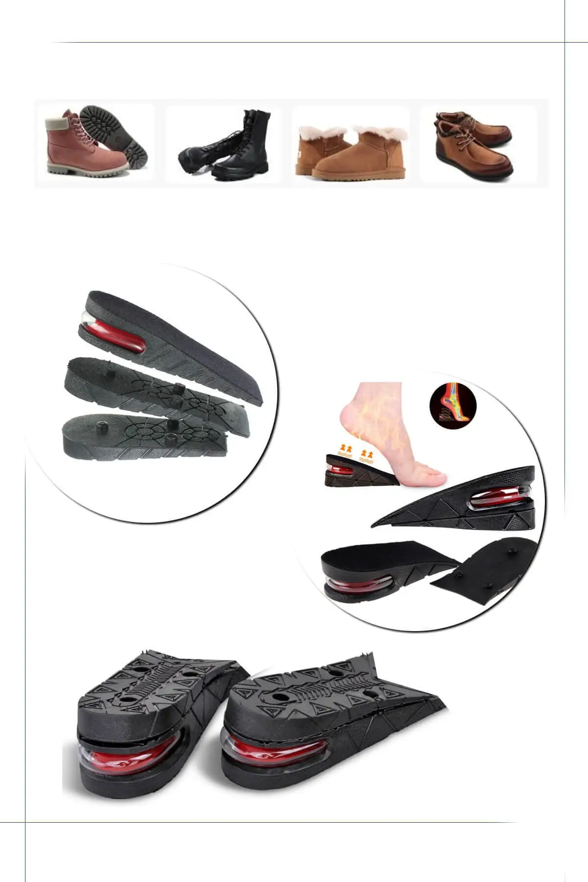 Air Cushion Length Extender Insoles 5 Cm More Size Length