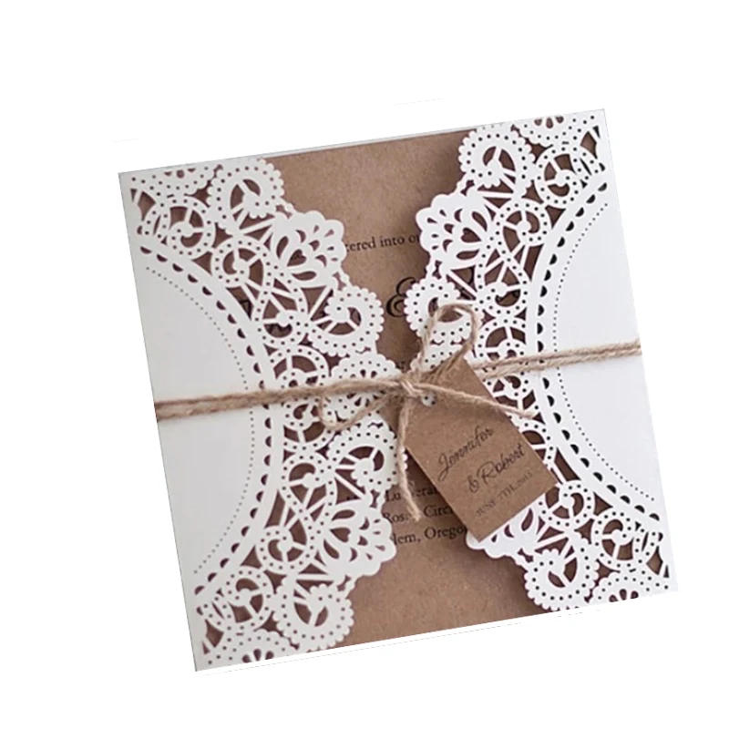 50Pcs Laser Cut Wedding Invitations Card Retro Vintage Wedding Bridal Shower Decor Gift Greeting Card Kits Event Party Supplies