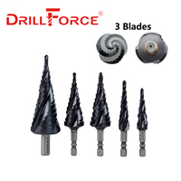 Drillforce M35 Cobalt TiALN Step Drill Bit Spiral Groove 3 Flutes Quick Change Shank Industrial Quality For Stainless Steel