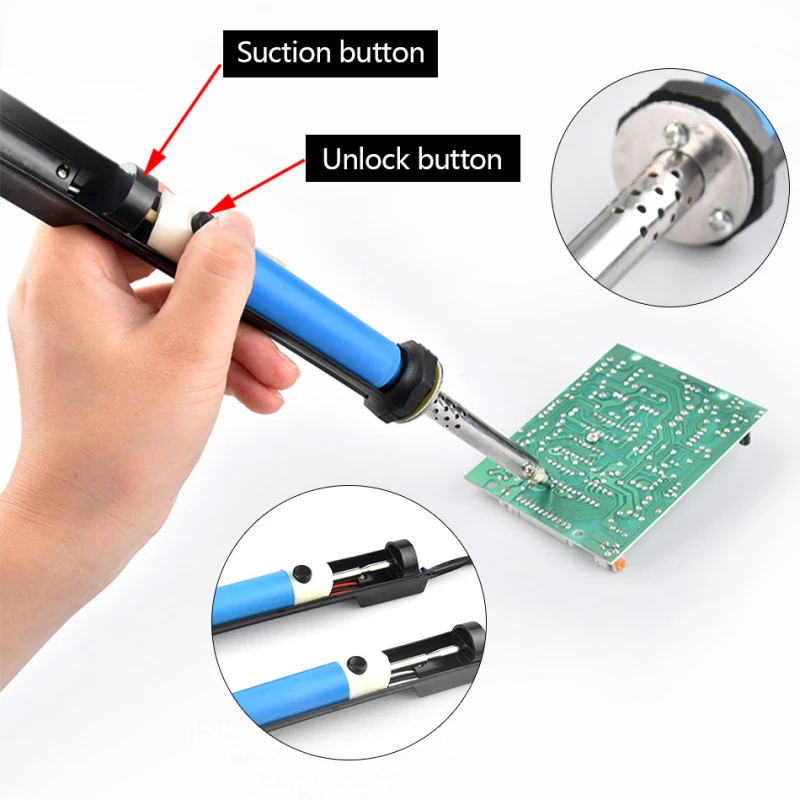 เครื่องเชื่อมเหล็กไฟฟ้าบัดกรีบัดกรี PCB 2in1ตะกั่วด้วยไฟฟ้า110V 220V 30W/40W อุปกรณ์ช่างเชื่อมปั๊มสุญญากาศ