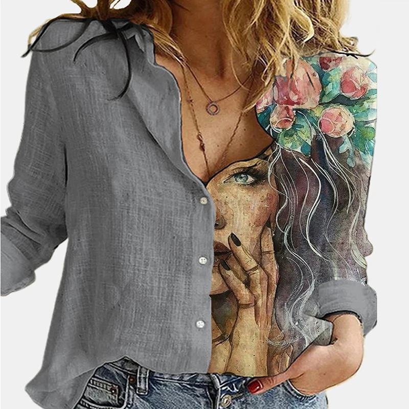 Vintage Women Patchwork Button Short Sleeve Blouse Summer Casual Loose Office Shirt Spring Femme 3XL Cats Printed Shirt Blusas