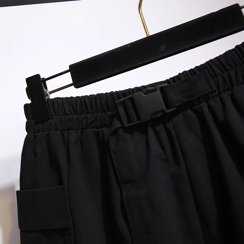 Baru 2021 Celana Pendek Olahraga Wanita Musim Panas Ukuran Plus untuk Wanita Celana Pendek Saku Hitam Kaki Lebar Kasual Longgar Besar 3XL 4XL 5XL 6XL 7XL