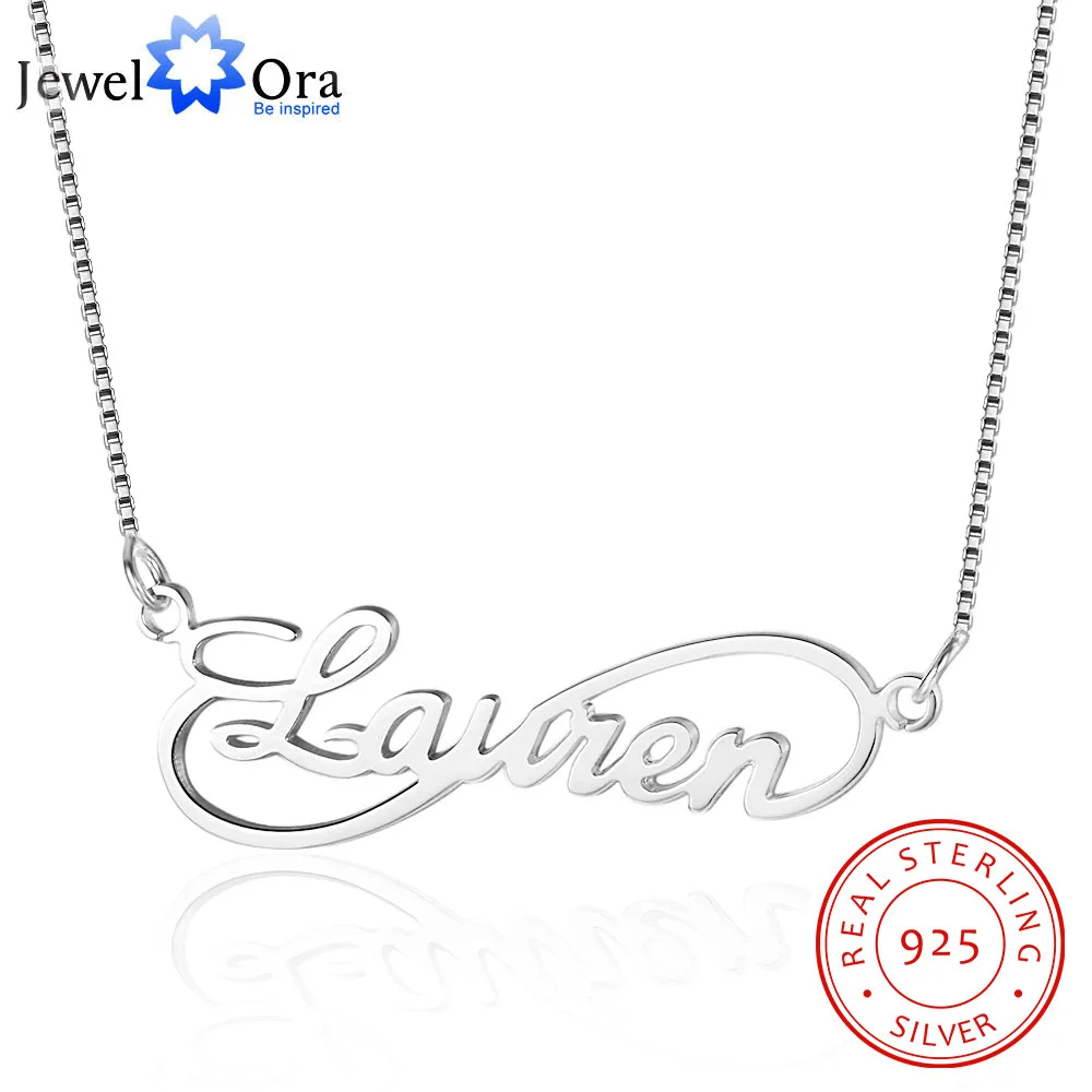 

JewelOra Infinity Love Nameplate Necklace 8 Shape Personalized 925 Sterling Silver Russia Name Necklace Gift For Wife