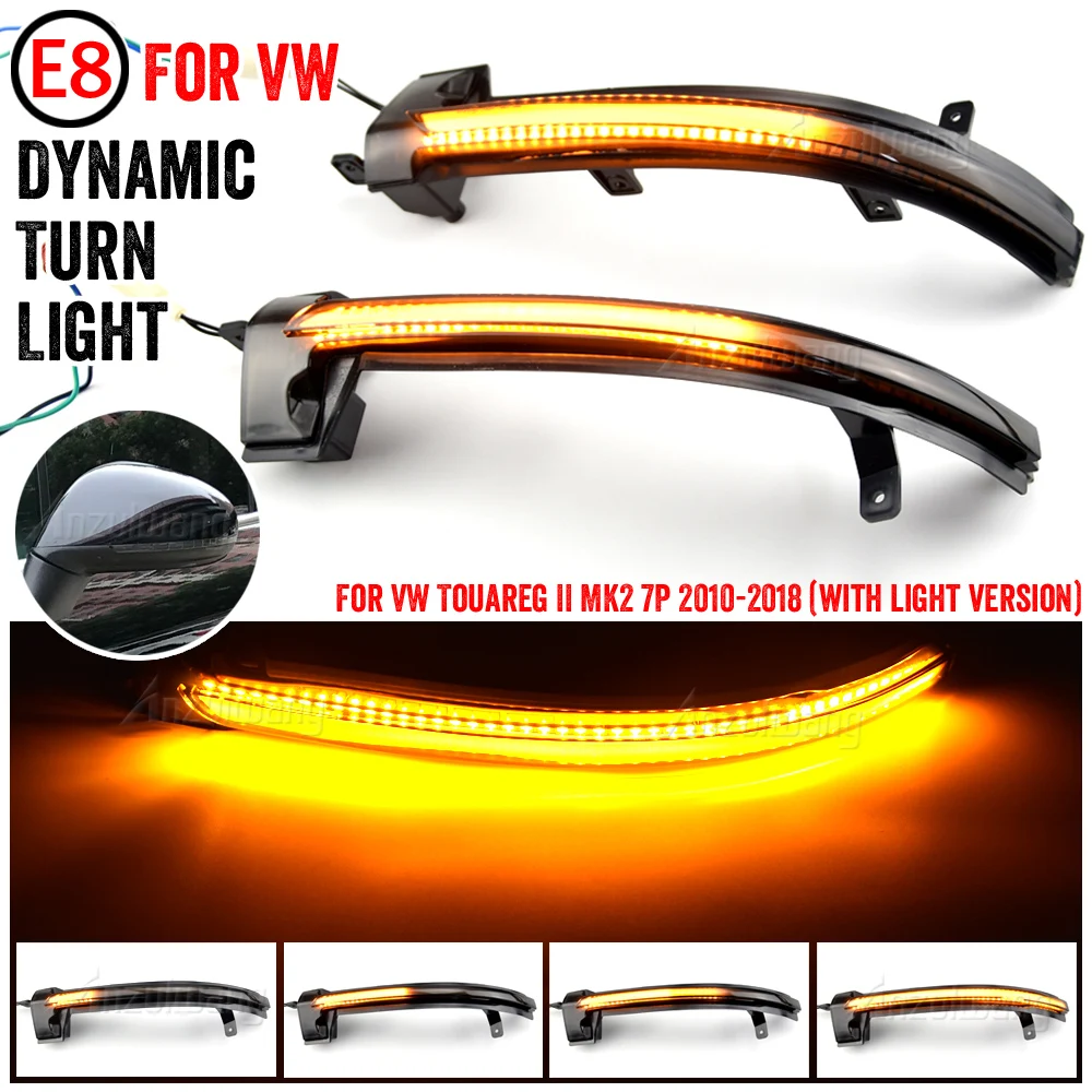 2szt. do VW Touareg II 2010 2011 2012 2013 2014 2015 2016 2017 2018 LED Dynamiczne lusterko migacza Sekwencyjny kierunkowskaz