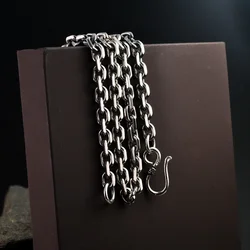 Real Silver S925 Pure silver Clasic Round Chain Necklace For Men Male 925 Sterling Silver Necklace  Women Thai Silver Chain