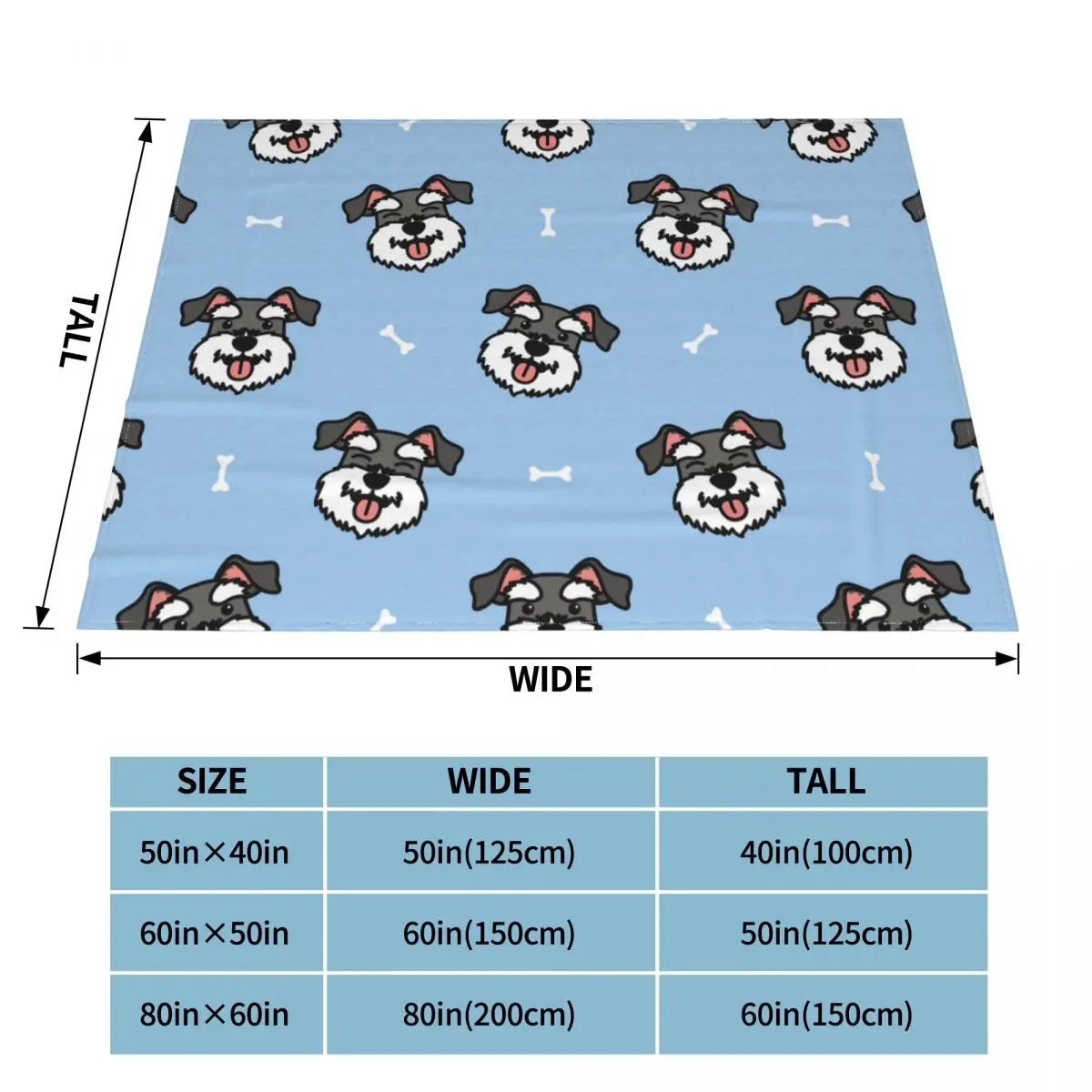 Cute Schnauzer Dog Blankets Flannel Textile Decor Gift for Animal Dog Lover Thin Throw Blanket for Sofa Office Bedspread