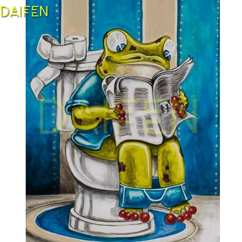 5DDIY Diamond painting Cross stitch Full Round Diamond embroidery Newspaper toilet paper Full Square Diamond mosaic Cartoon frog