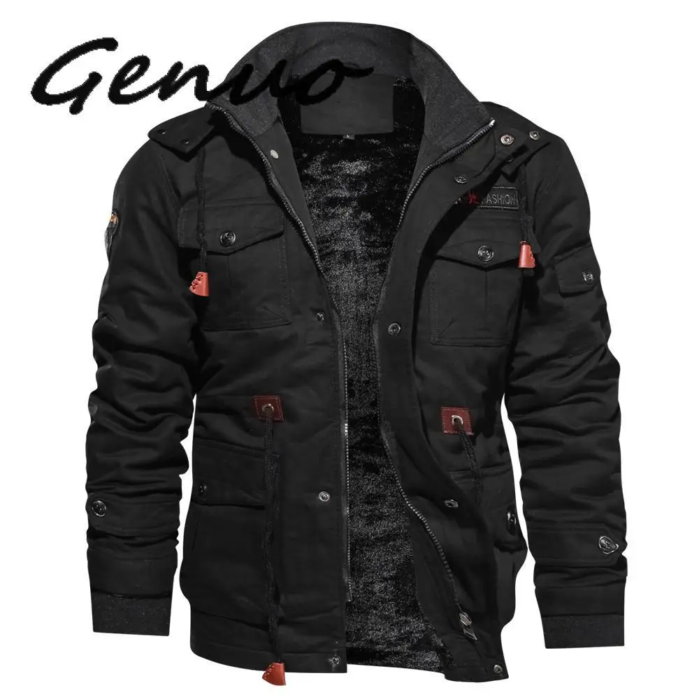 Genuo New Fashion Gothic  Men's Jacket Long Sleeve 2020 Stand Collar Slim Shirt Casual Gothic  Black Goth Men Jacket