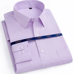 Spring Autumn Long Sleeve Men Shirt Striped Big Size 12XL 14XL Business Oversize Men Dress office formal cotton Shirt blue 52 54