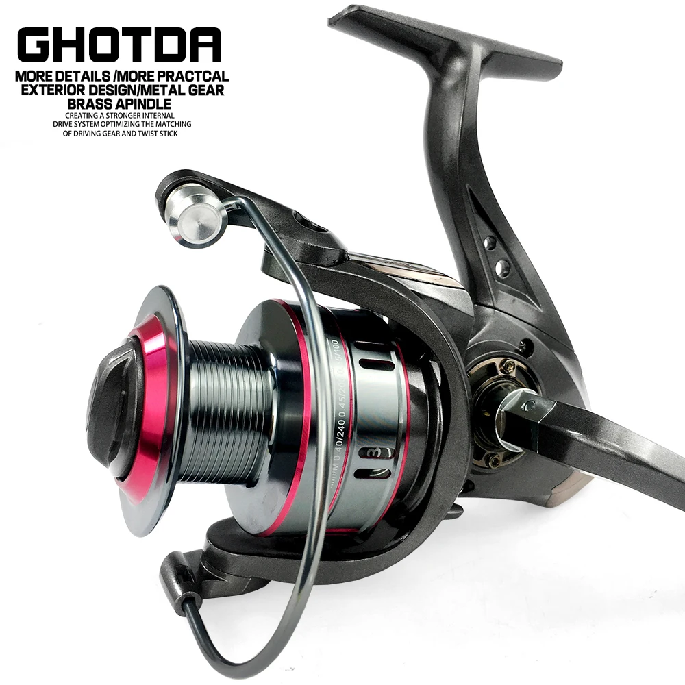 GHOTDA Fishing Reel All Metal Spool Spinning Reel 12KG Max Drag Stainless Steel Handle Line Spool Saltwater Fishing Accessories