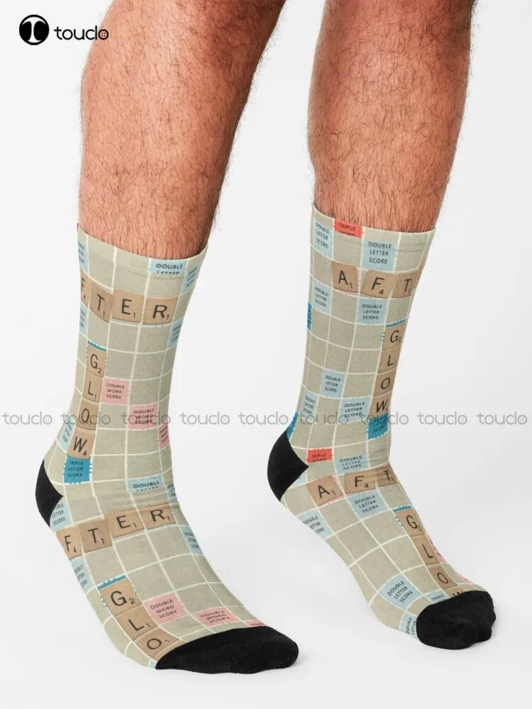 Afterglow Scrabble Socks American Flag Socks Personalized Custom Unisex Adult Teen Youth Socks 360° Digital Print Fashion New