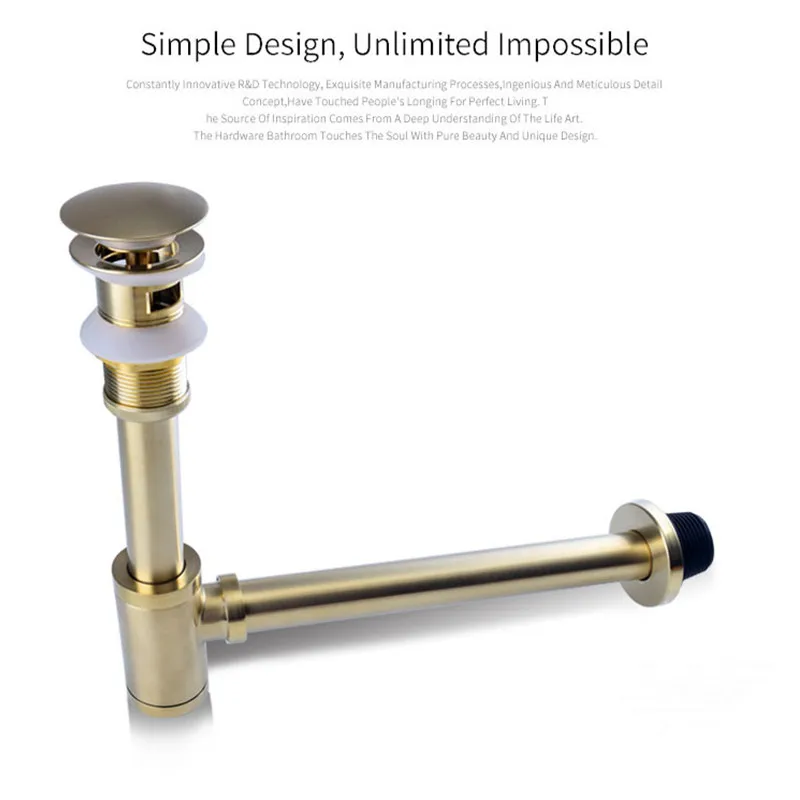 Sink Drain Bathroom Lavatory Sink Push-down Pop Up T-trap brush gold with or without overflow bathroom accessories Copper