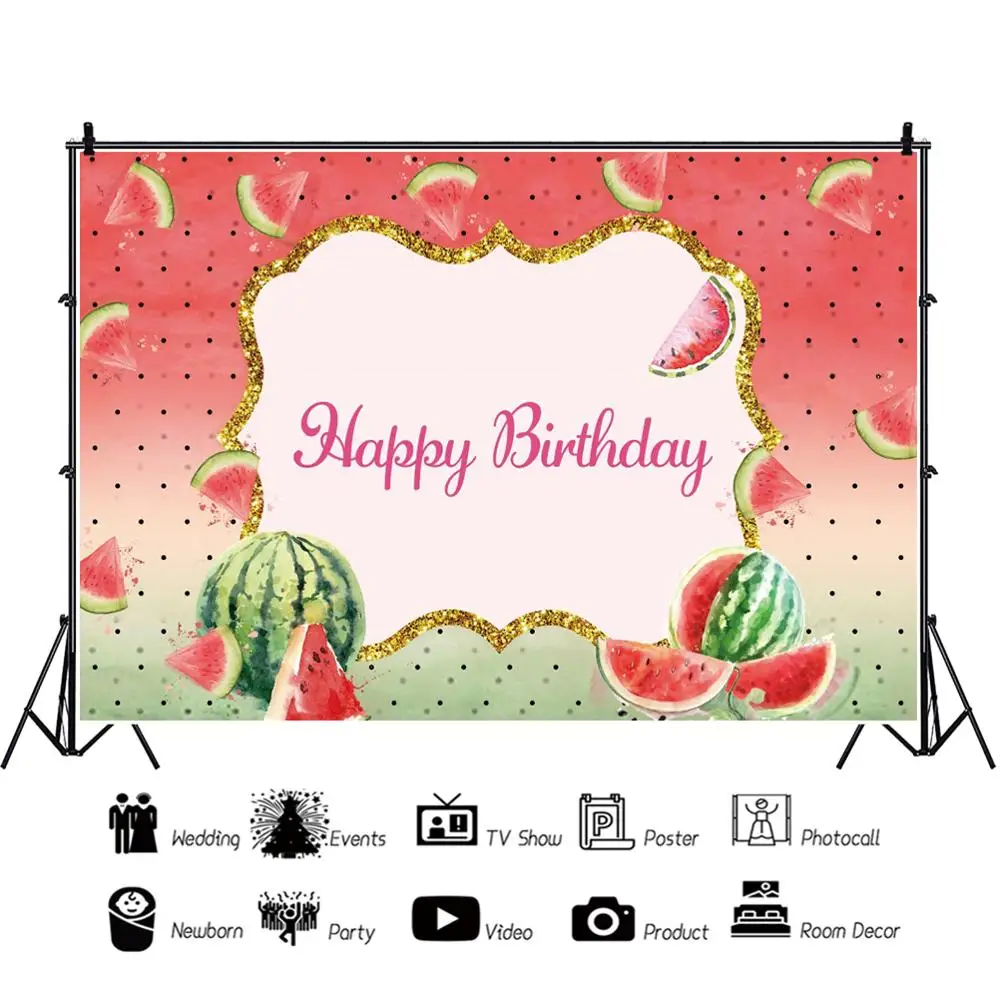 사진에 대 한 핑크 배경 수 박 행복 한 생일 파티 점 사용자 지정 배너 초상화 사진 배경 사진 스튜디오