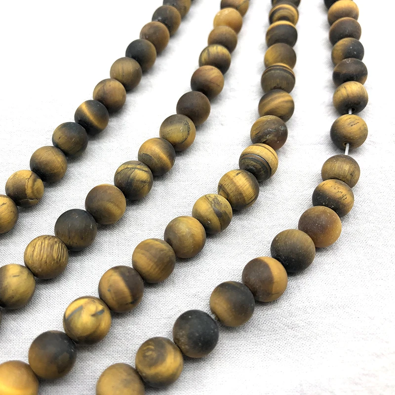 Matte  Dull Polish Yellow Tiger Eye Stone Round Loose Beads For Jewelry Making Diy Bracelet Necklace Accessories 15 Inch 4-12mm