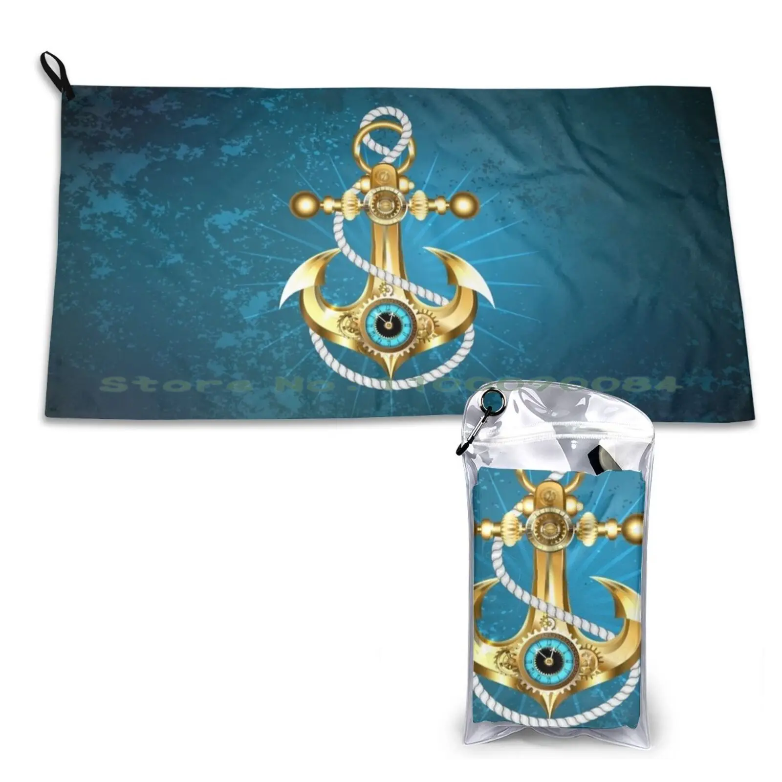 Anchor With Clock ( Steampunk ) Quick Dry Towel Gym Sports Bath Portable Crypto Currency Doge Coin Dogecoin To The Moon