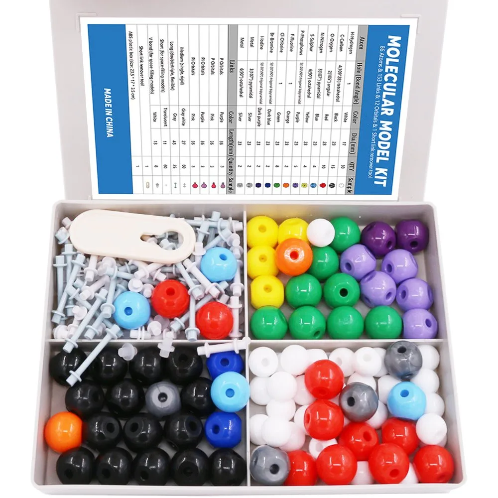 

240Pcs Organic Chemistry Molecular Model Student Teacher Kit,Molecular Model Set 86 Atoms&153 Bonds&1Short Link Remover Tool