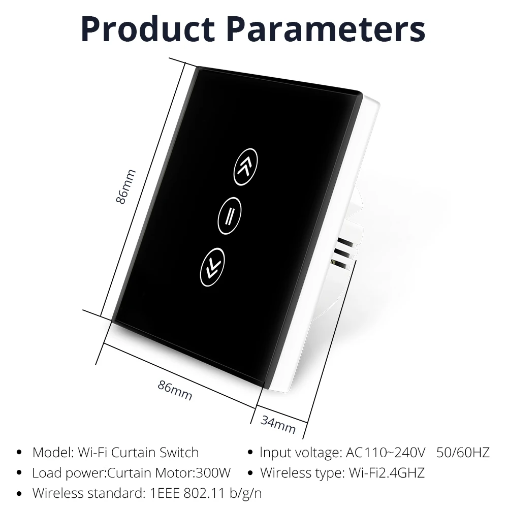 Zemismart WiFi Curtain Switch For Electric Blind Alexa Google Home Interruptor with Working Schedule Touch Control 110V 220V