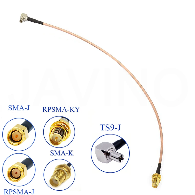 Javino SMA Female to TS9 Male Connector External Adapter Splitter Combiner RF Coaxial Pigtail Cable for 3G 4G antennas RG316