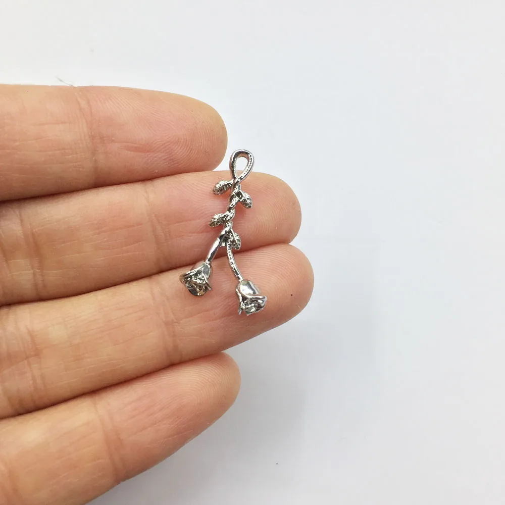 Eruifa 20pcs 12*24mm Pretty Rose Flower Charms Wholesales necklace,earring bracelet jewelry DIY handmade 2 colors