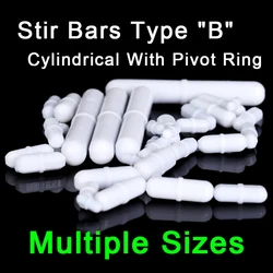 PTFE Magnetic Stirrer Stir Bar Type-B White Spin Bars Cylindrical With Pivot Ring Stirring Rod Mixed bars Multiple Sizes , 10pcs