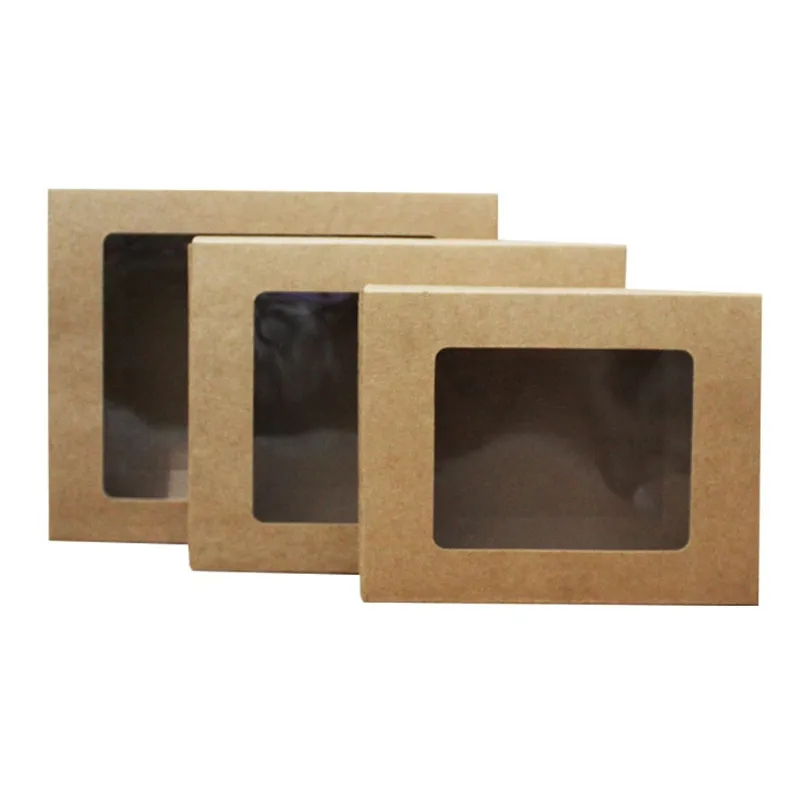 

100Pcs/Lot 4 Size White Kraft paper window kraft paper box food packaging white card folding box socks towel spot box