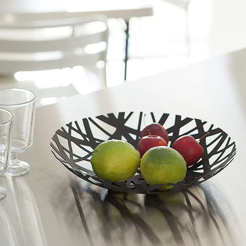 2498 Tower Fruit Bowl - Modern Kitchen Counter Basket Holder,Black