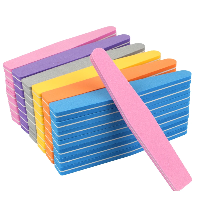 50pcs/lot Nail Files 100/180 Colorful Sponge Nail Buffer Block Washable Nail File Diamond Shape Double Side Nail Salon Supplies