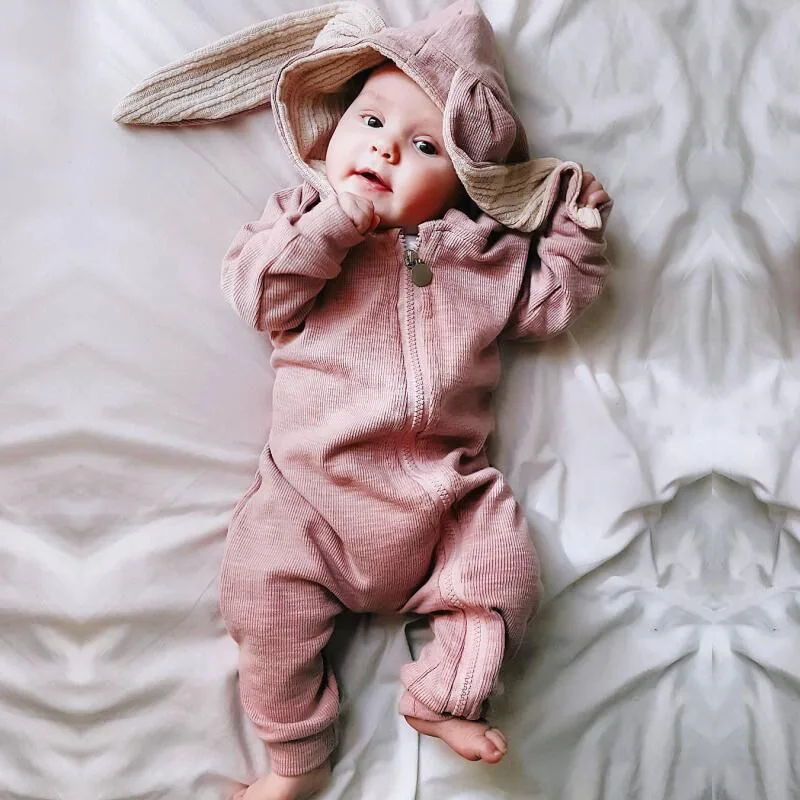 

Spring Autumn Newborn Baby Clothes Bunny Baby Rompers Cotton Hoodie Newborn Girl Onesies Fashion Infant Costume Boys Outfits