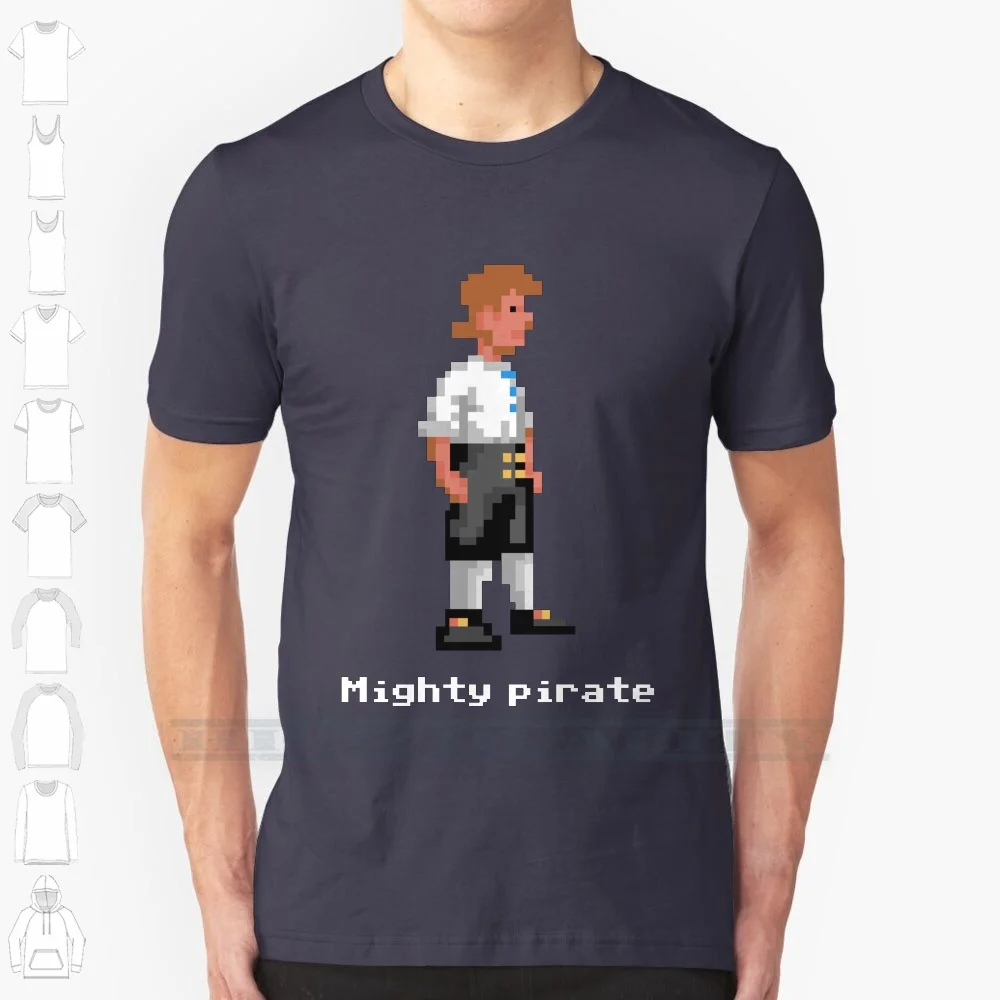 Mighty Pirate V2 100% Cotton T Shirt Guybrush Threepwood Monkey Island Game Bits Tee Short Sleeve Long Sleeve Gift