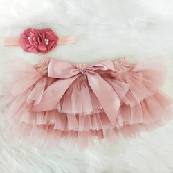 Tutu bouffant en tulle pour bébé fille, couvre-couches pour nouveau-né, jupe courte + bandeau de sauna, jupe arc-en-ciel, 2 pièces