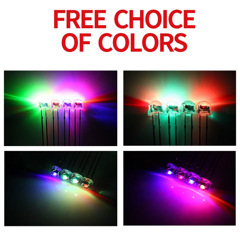 1000pcsf 5/5Mm Strohoed Snel/Langzaam Flits Transparant Rgb Ingebouwde Hoge Lichtgevende Diode Led Dip Lang/Korte Voeten