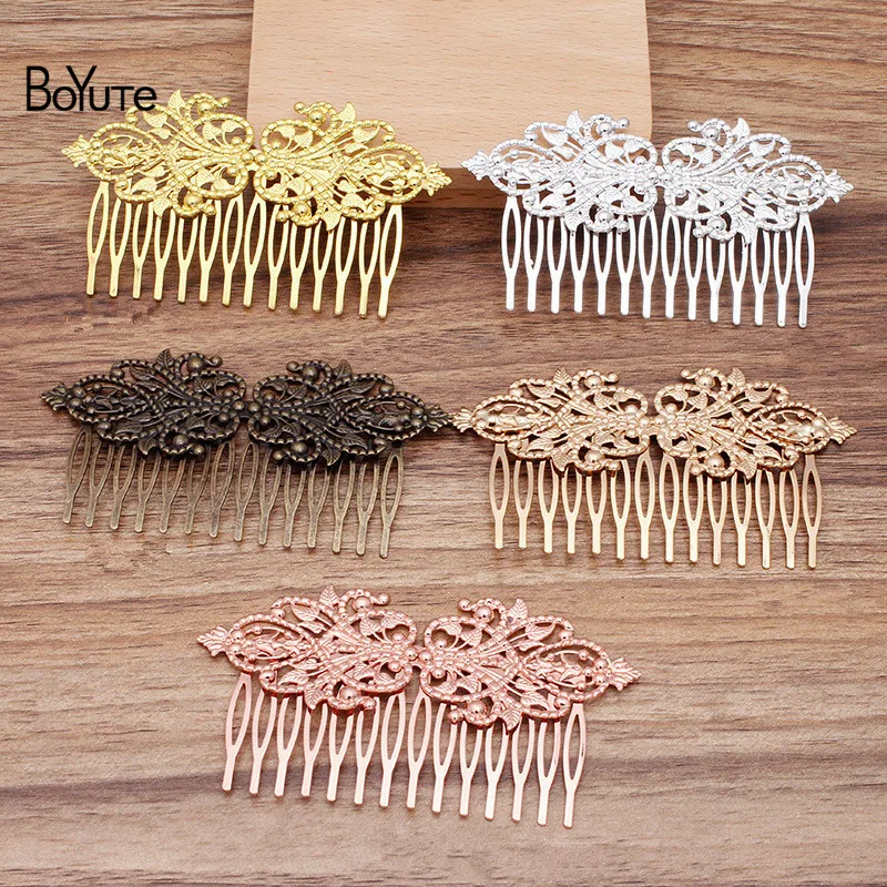 BoYuTe (5 Pieces/Lot) 14 Teeth 97*54mm Filigree Flower Hair Comb Materials Handmade Diy Hair Accessories