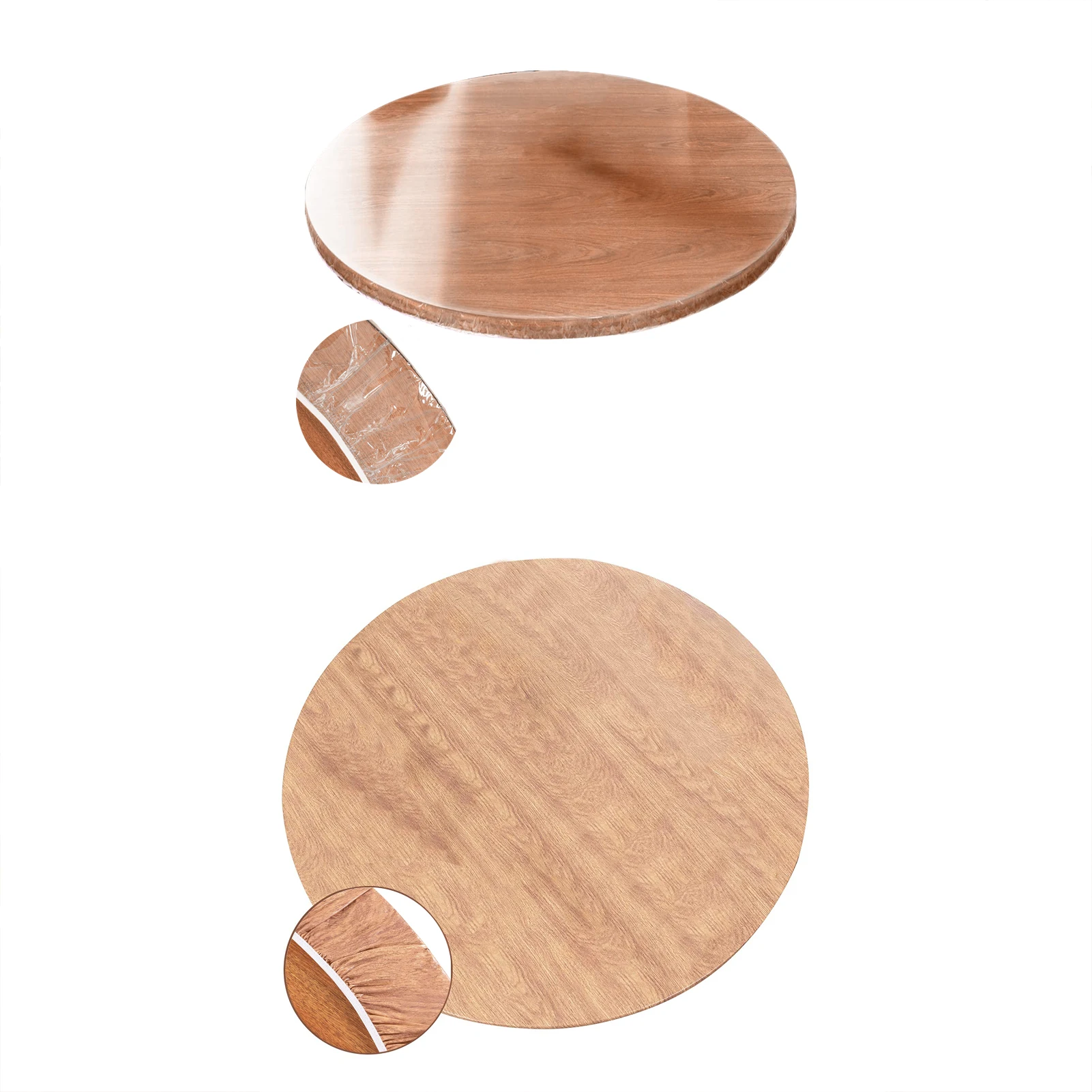

PVC Oil Proof Round Tablecloth Elastic Tablecloth With Elastic Protective Mat For Dining Table Waterproof Pad For Restaurant
