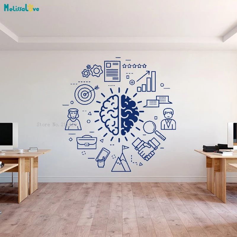 Office Business Service Wall Sticker Study Decoration New Design Self-adhesive Murals Thinking Cooperation YT2779