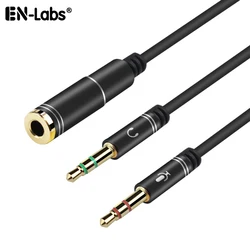 Mini Jack 3.5 Microphone Headphones Y Splitter Adapter Cable,3 5 minjack Stereo Audio & Mic Plug to 4 Pole Jack Headset Earphone