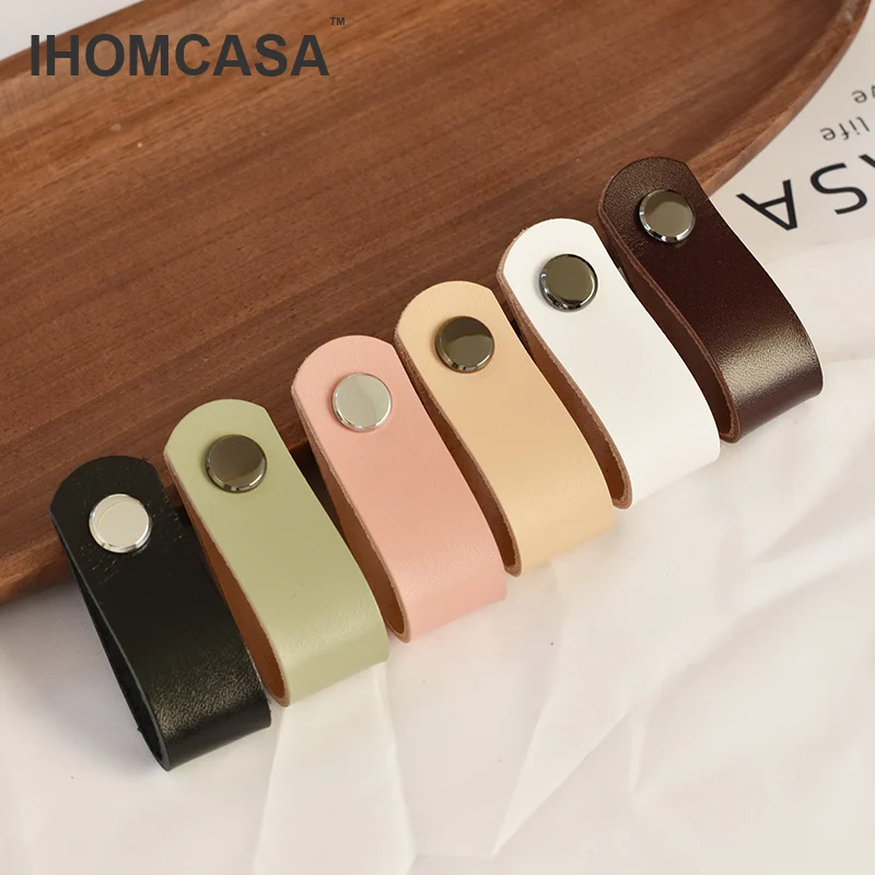 Ihomcasa Messing Vintage Meubels Kabinet Handles Keuken Dressoir Garderobe Kast Lade Knoppen Portiergrepen Bruin Lederen